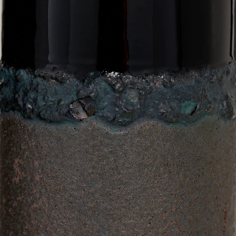 Set of 2 Black Stoneware Rustic Vase, 20", 15"