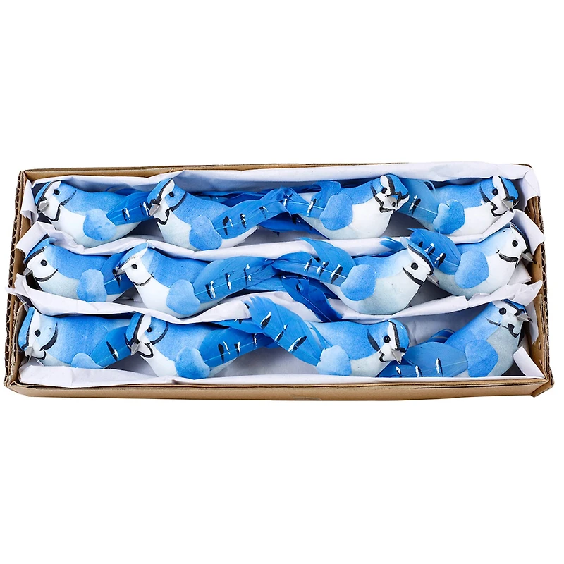 JAM Paper 4" Blue Jay Floral Accessories With Wire, 12ct.