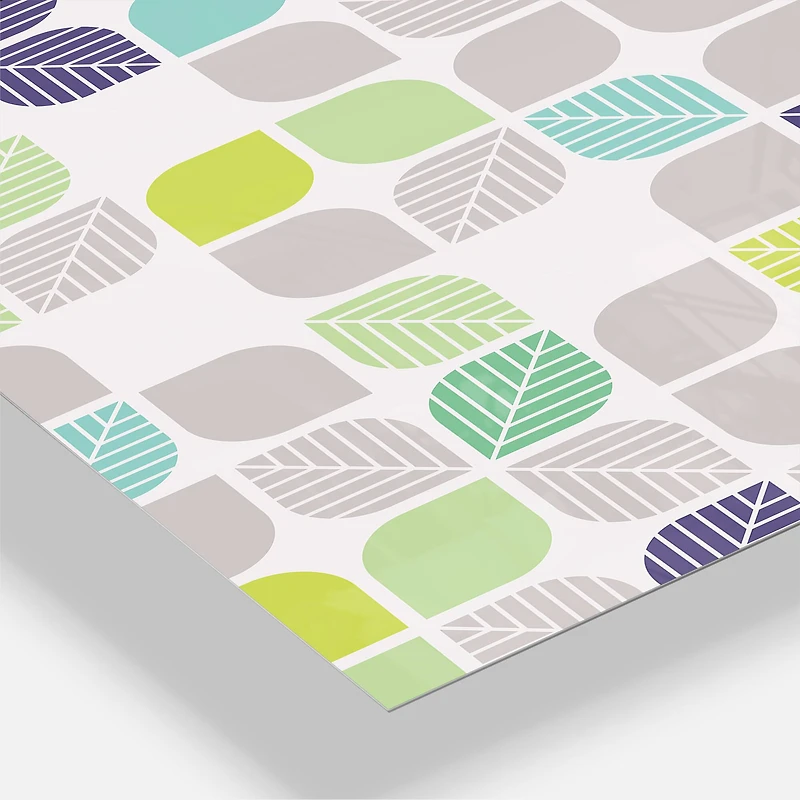 Designart 'Geometric Pattern With Leaves Oversized Mid-Century Modern Multipanel Wall Clock