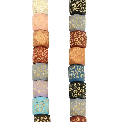 Multicolored Cheetah Print Wood Cube Beads, 12.5mm by Bead Landing™