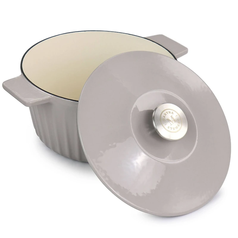 Martha Stewart 3qt. Light Taupe Enameled Cast Iron Dutch Oven with Lid