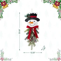 Glitzhome® 25" Greenery Snowman Door Hanger