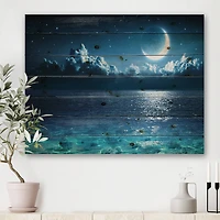 Designart - Romantic Moon Over Deep Blue Sea I