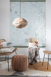 Hello Honey® 15" Round Collapsible Banana Fiber Modern Hanging Pendant Lamp