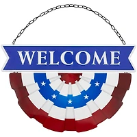19.25" Americana Welcome Metal Wall Sign with Bunting