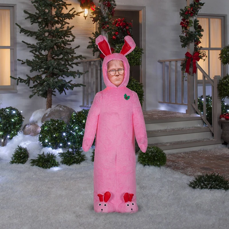 6ft. Photorealistic Airblown® Inflatable Mixed Media Ralphie with Pink Fuzzy Plush Bunny Suit