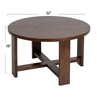Hello Honey® Elegant Acacia Trestle Round Coffee Table