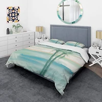 Designart Peaceful Dusk II Tropical Coastal Duvet Cover Set