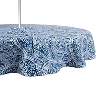 DII® 60" Blue Paisley Print Outdoor Tablecloth with Zipper