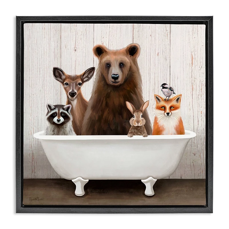 Stupell Industries Woodland Creatures Antique Bathtub Floater Framed Art