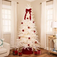 6ft. Pre-Lit Flocked Twig Artificial Christmas Tree, Warm White LED Lights