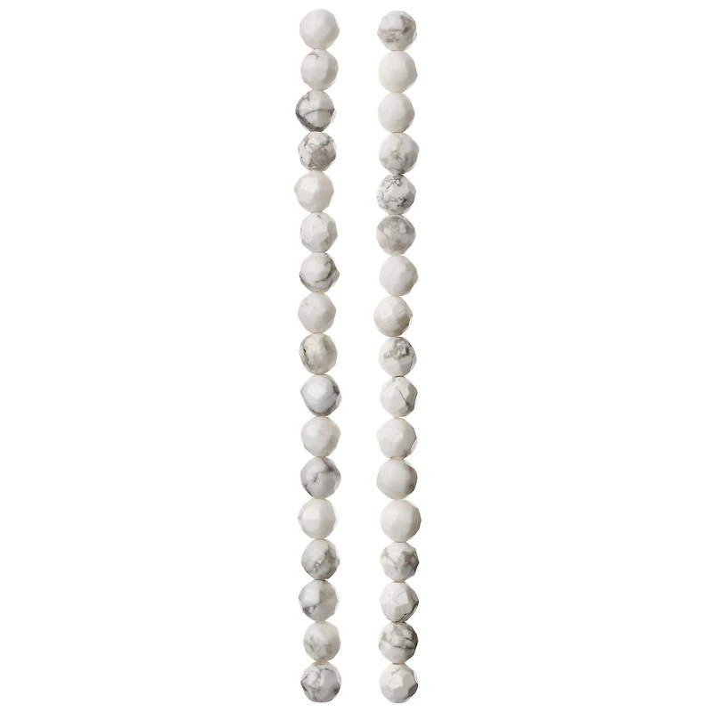 White Faceted Howlite Round Beads, 8mm by Bead Landing™