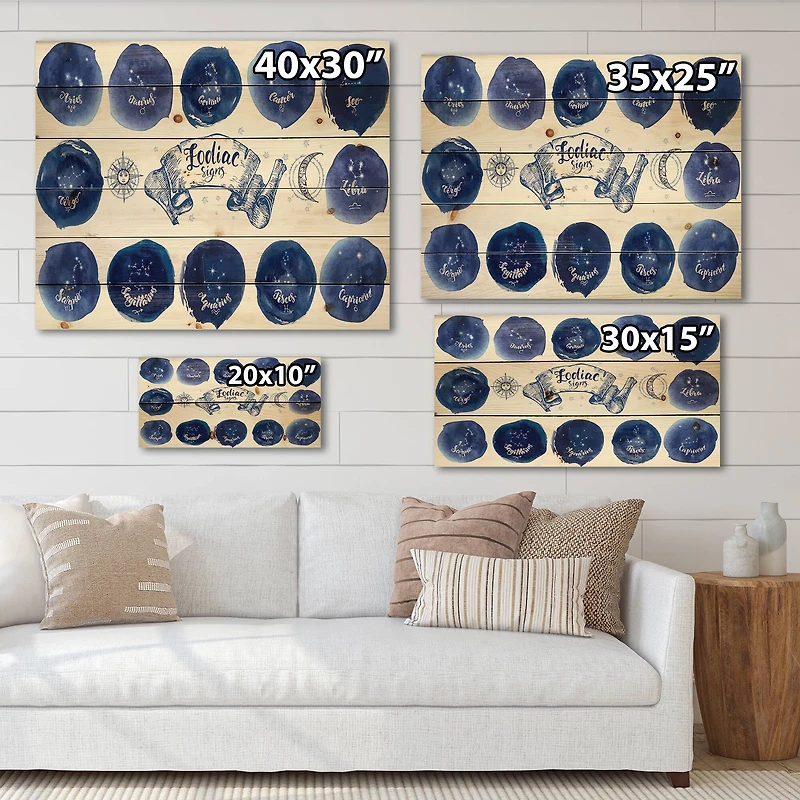 Designart - Collection of Astrology Signs On Blue