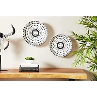 Set of 2 Black Ceramic Eclectic Abstract Wall Decor, 15", 14"