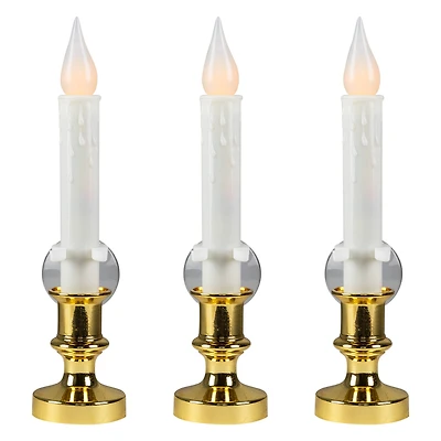 8.5" White LED Flickering Candle Lamps, 3ct.