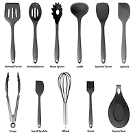 MegaChef Black Silicone Cooking Utensils Set, 12ct.