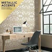 RoomMates White & Gold Shatter Geometric Peel & Stick Wallpaper