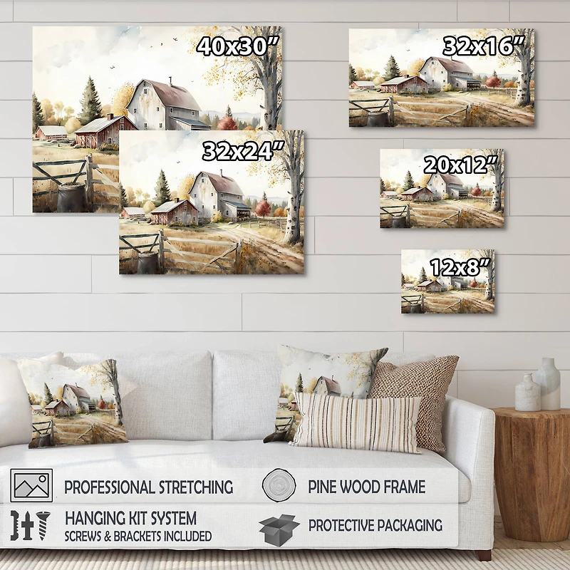 Designart 'Beautiful Barn In Spring II' Farmhouse / Country Canvas Wall Art