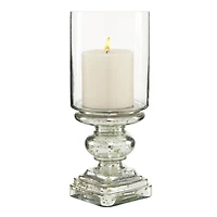 16" Silver Glass Traditional Candle Holder