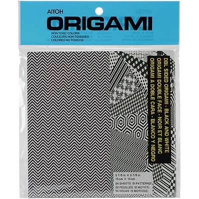 Aitoh 5.875" Black & White Double-Sided Origami Paper, 24 Sheets