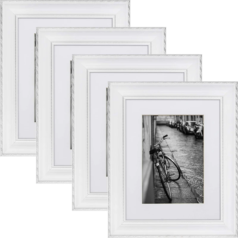 4 Pack Craig Frames Victoria White & Silver Picture Frame with Mat