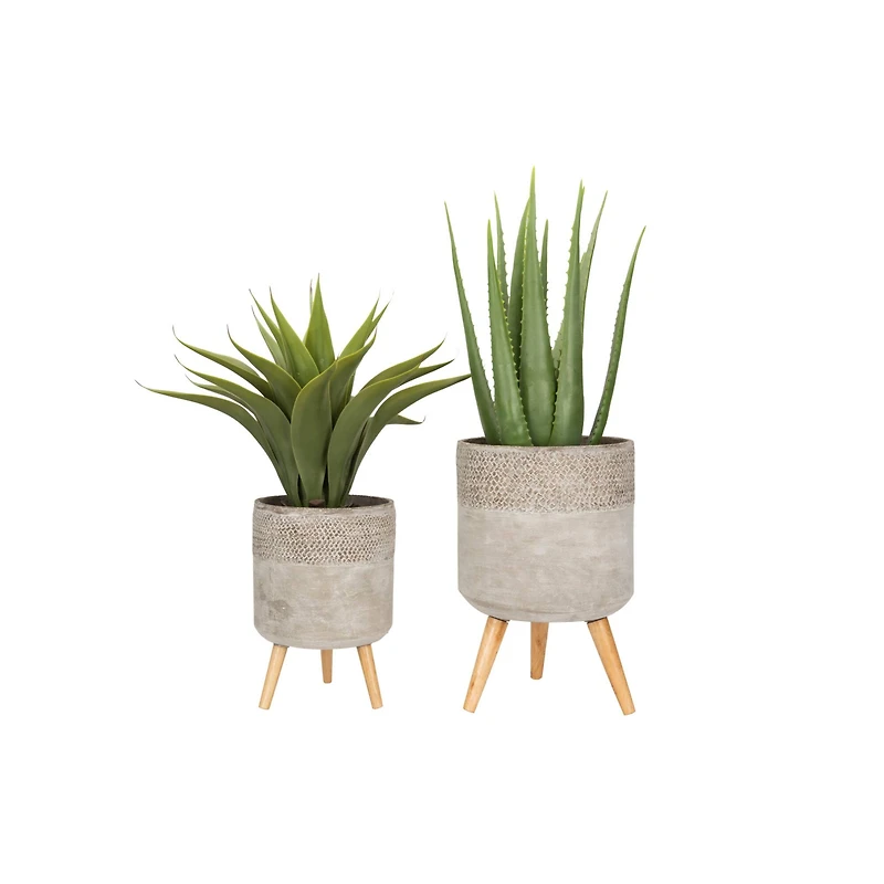 Hello Honey® Gray Cement Planter with Removable Wood Legs Set