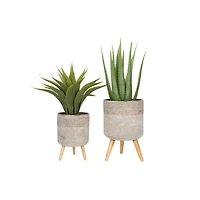 Hello Honey® Gray Cement Planter with Removable Wood Legs Set