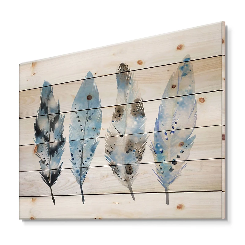Designart - Blue Boho Feathers I
