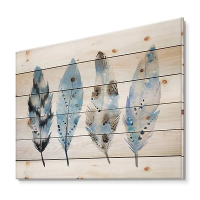 Designart - Blue Boho Feathers I