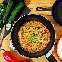 Oster Merrion 9.5" Red Aluminum Frying Pan With Bakelite Handle
