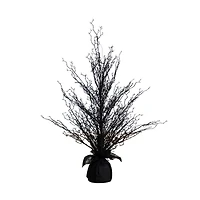 3ft. Pre-Lit Halloween Black Twig Artificial Fall Tree in Burlap Planter
