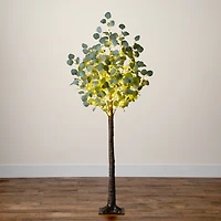 5ft. Pre-Lit Artificial Eucalyptus Tree with Warm White LED Lights