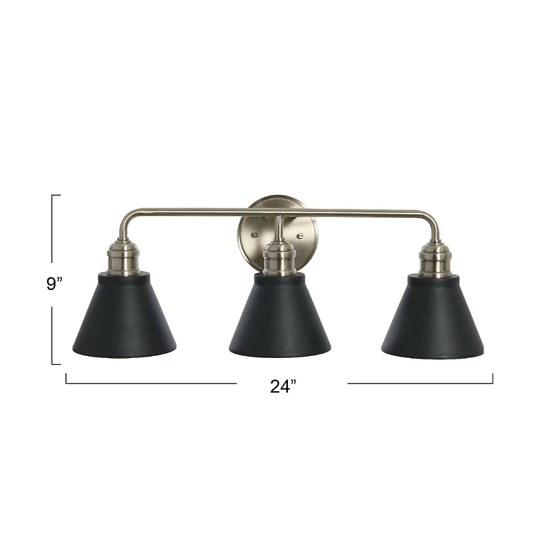 Hello Honey® Robert Stevenson Lighting Josie Metal 3-Light Vanity with Shades