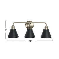 Hello Honey® Robert Stevenson Lighting Josie Metal 3-Light Vanity with Shades