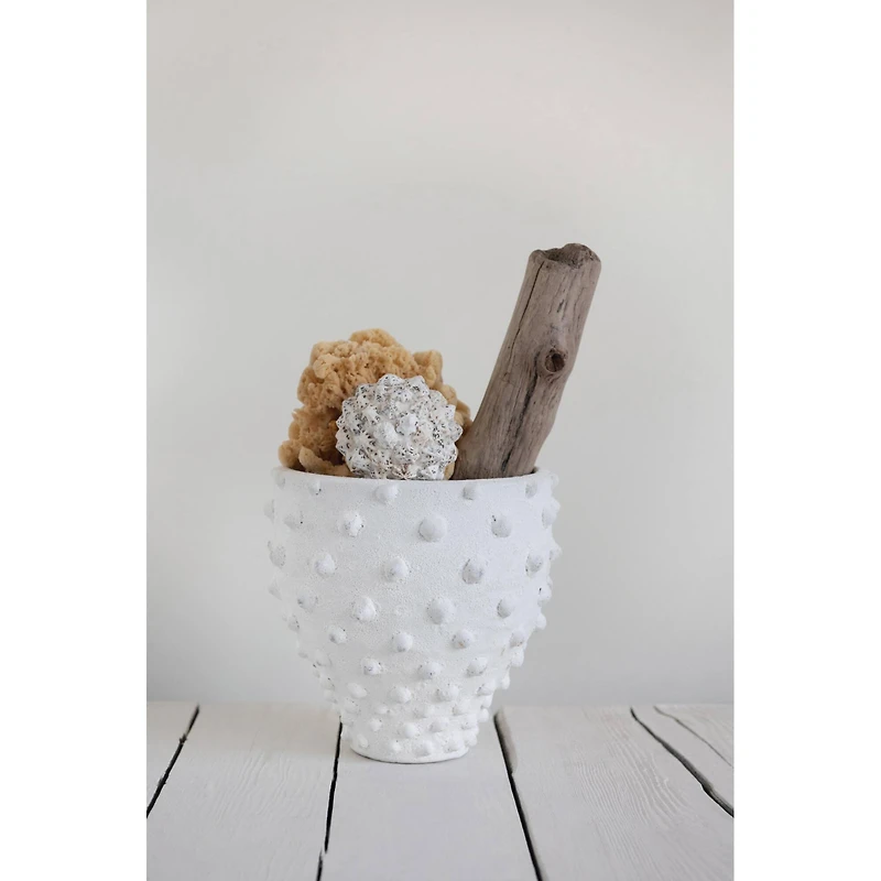 Hello Honey® 10" Textured Polka Dot Terra Cotta Planter
