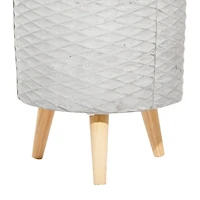 Light Gray Cylinder Polystone Contemporary Planter Set