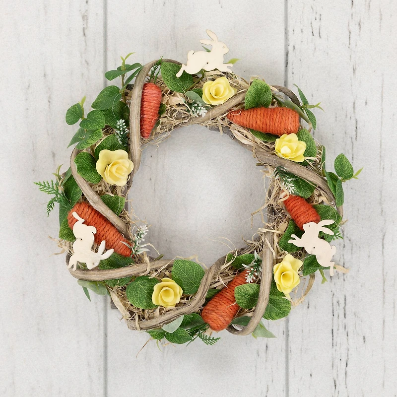 11.5" Mixed Floral & Carrots Easter Wreath