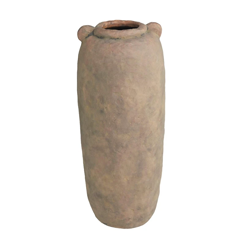 21" Brown Ceramic Distressed Terra Cotta Vase