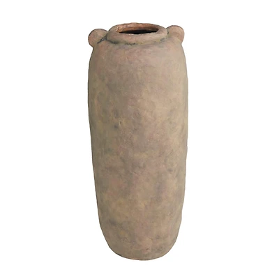 21" Brown Ceramic Distressed Terra Cotta Vase