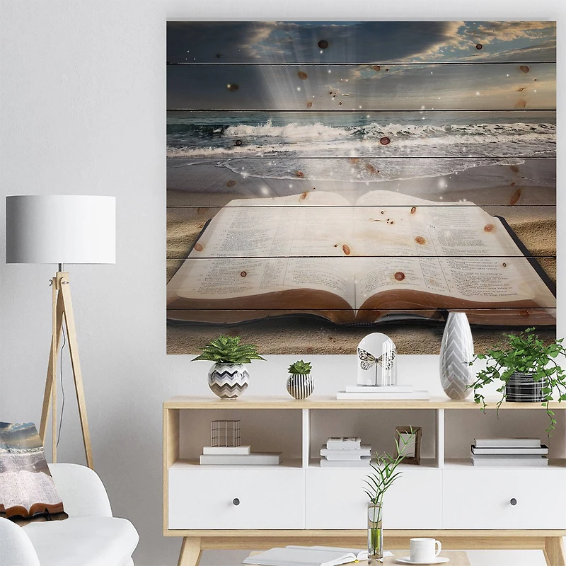 Designart - Jesus Bible at beach
