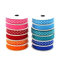 Gwen Studios 3/8" x 48yd. Bright Solid & Dots Grosgrain Ribbon, 24ct.