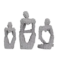 Set of 3 Grey Polystone Contemporary Sculptures, 13" x 6" x 6"
