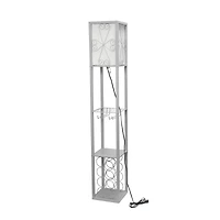 Simple Designs™ Floor Lamp Storage Shelf and Wine Rack with Linen Shade