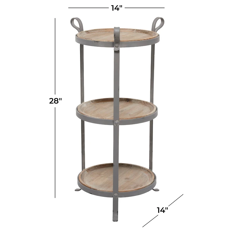 28" Gray Iron Industrial Accent Table