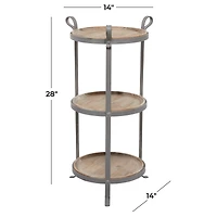28" Gray Iron Industrial Accent Table