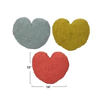 Hello Honey® Red, Yellow & Blue Cotton Tufted Heart Pillow Set