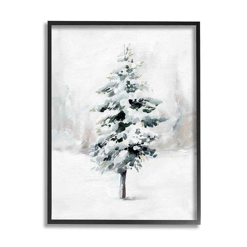 Stupell Industries Wintery Snow Tree Scene Framed Giclee Art