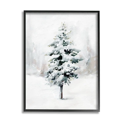 Stupell Industries Wintery Snow Tree Scene Framed Giclee Art