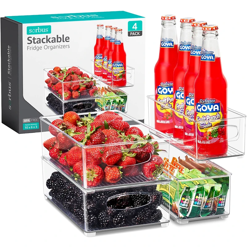 Sorbus Clear Stackable Kitchen & Fridge Storage Organizer Set