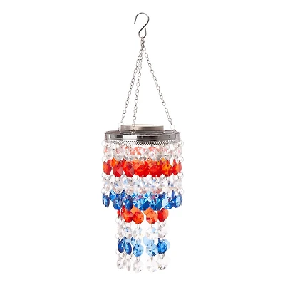 Glitzhome® 19" Solar Lighted Hanging Décor with Multicolored Jewel Beads